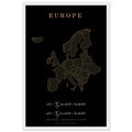Europe map drawn by 4096 rotating circles, salmon line art on a framed poster (4)