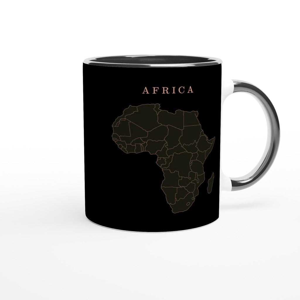 Africa map drawn by 4096 rotating circles, salmon line art on a black mug (3)