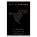 North America map drawn by 4096 rotating circles, salmon line art on a framed poster (4)