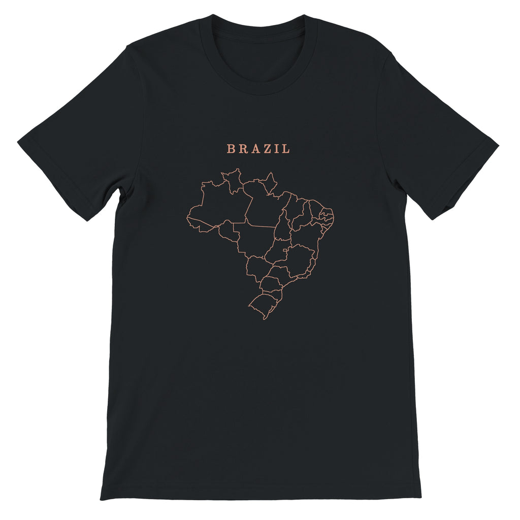 Brazil map drawn by 4096 rotating circles, salmon line art on a black t-shirt (2)