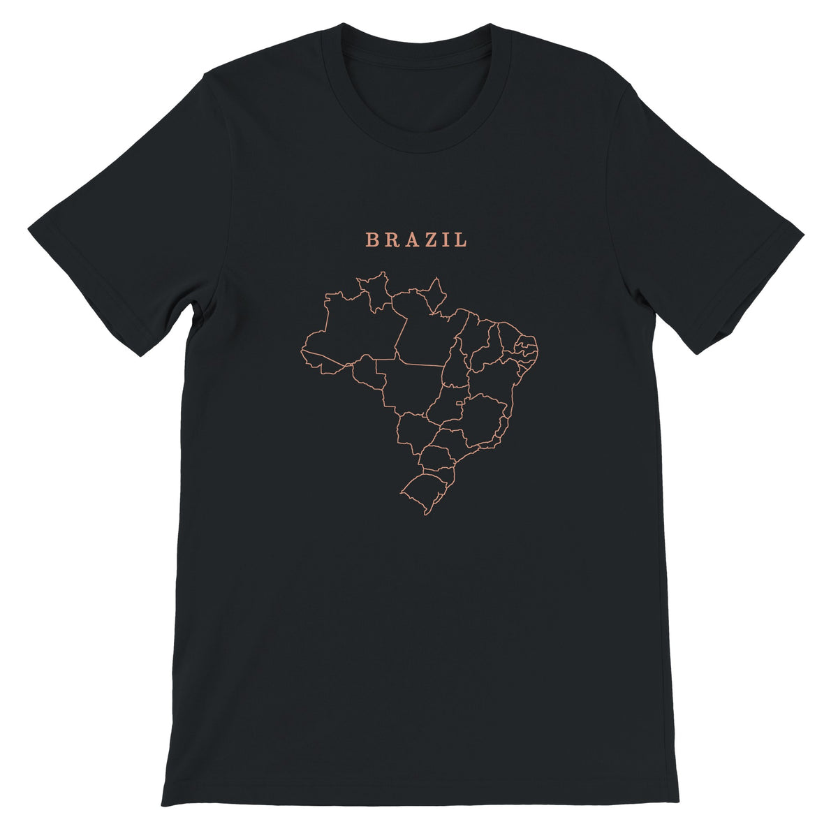 Brazil map drawn by 4096 rotating circles, salmon line art on a black t-shirt (2)