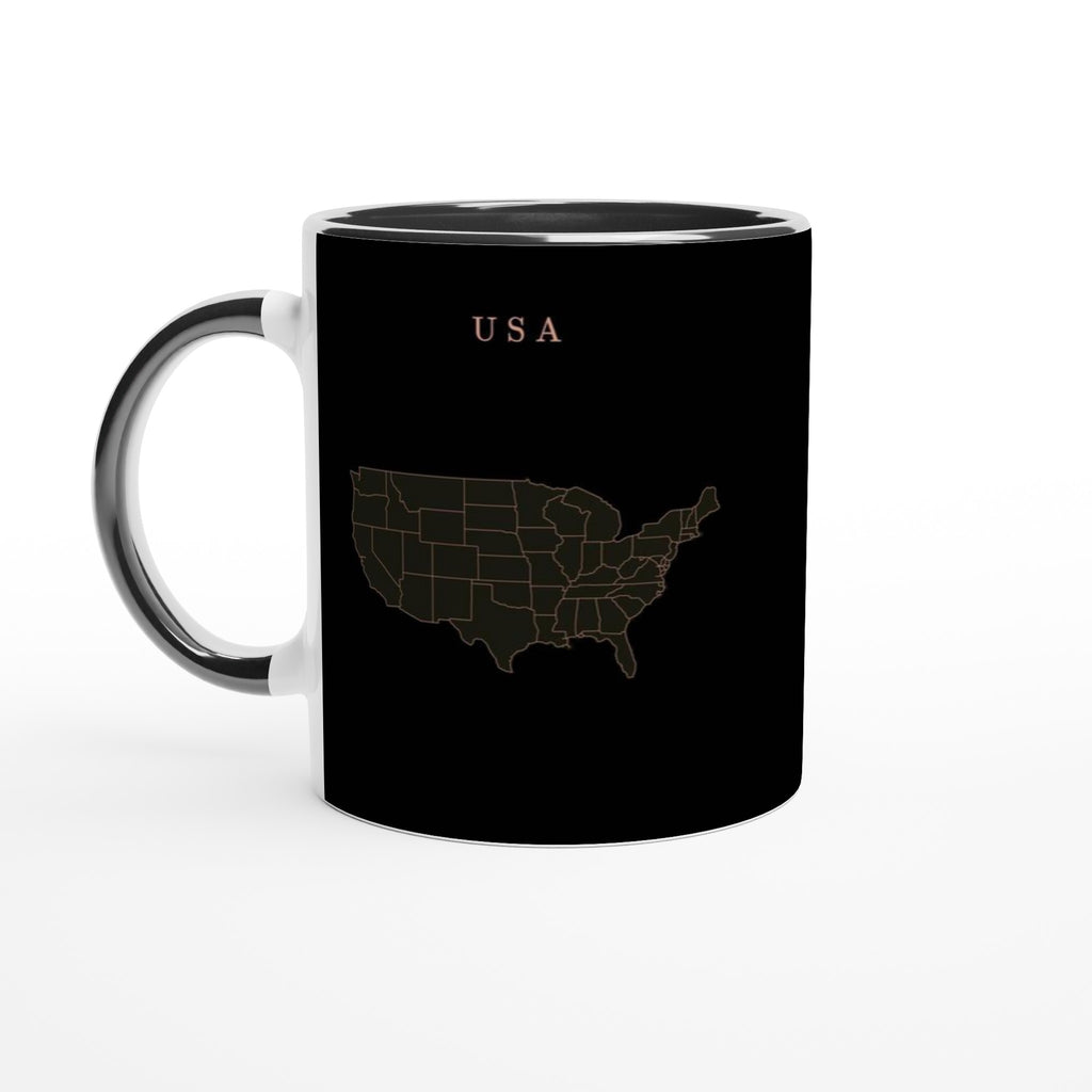 USA map drawn by 4096 rotating circles, salmon line art on a black mug (2)