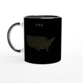 USA map drawn by 4096 rotating circles, salmon line art on a black mug (2)