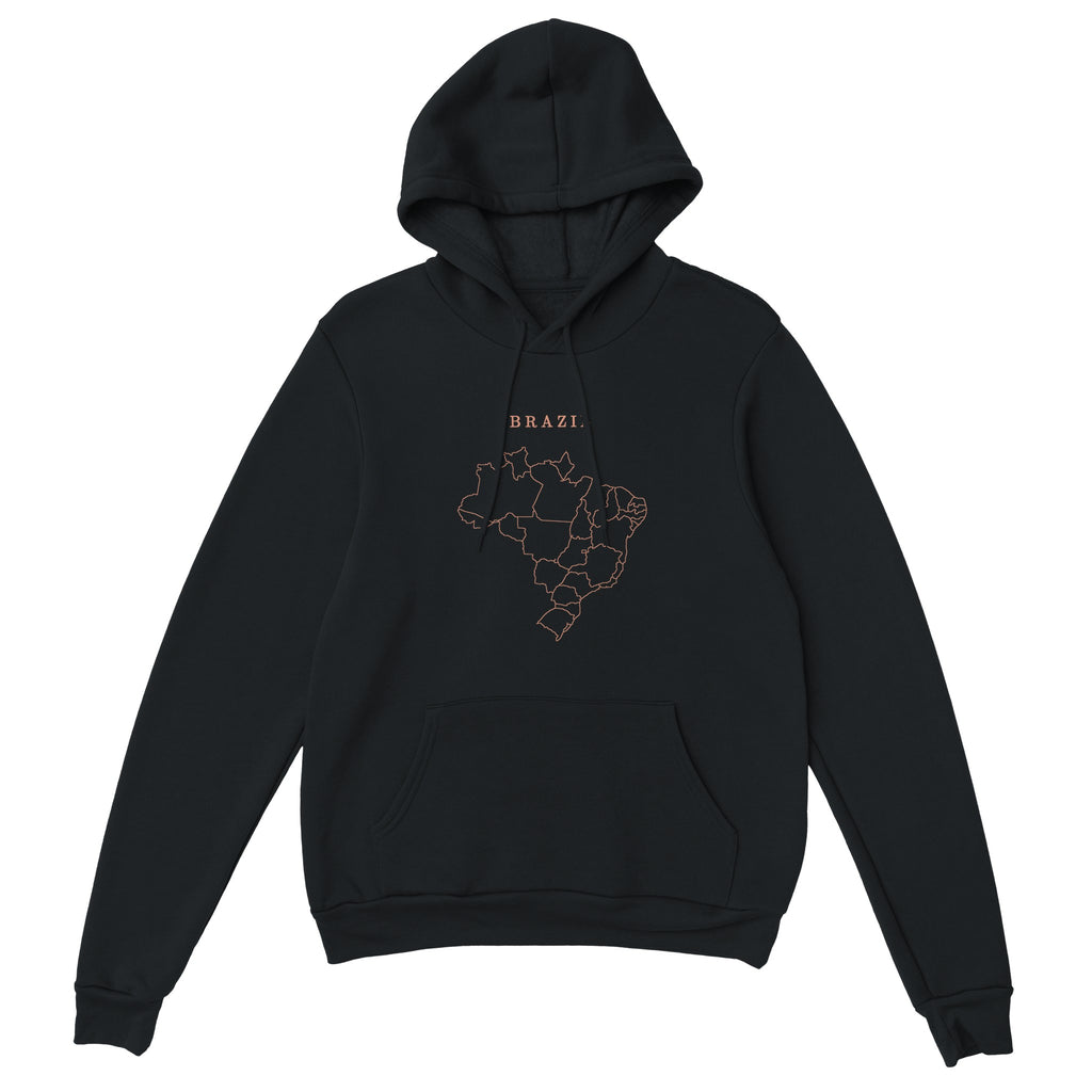 Brazil map drawn by 4096 rotating circles, salmon line art on a black hoodie (2)
