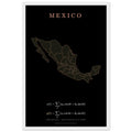 Mexico map drawn by 4096 rotating circles, salmon line art on a framed poster (4)