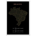 Brazil map drawn by 4096 rotating circles, salmon line art on a framed poster (4)