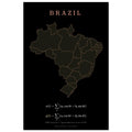 Brazil map drawn by 4096 rotating circles, salmon line art on a matte poster (3)