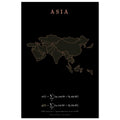 Asia map drawn by 4096 rotating circles, salmon line art on a matte poster (3)