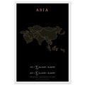 Asia map drawn by 4096 rotating circles, salmon line art on a framed poster (4)