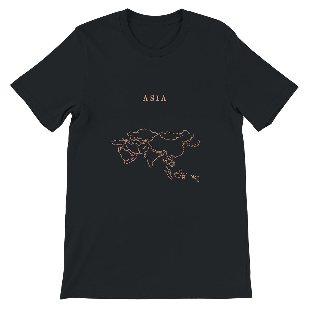 Asia map drawn by 4096 rotating circles, salmon line art on a black t-shirt (2)