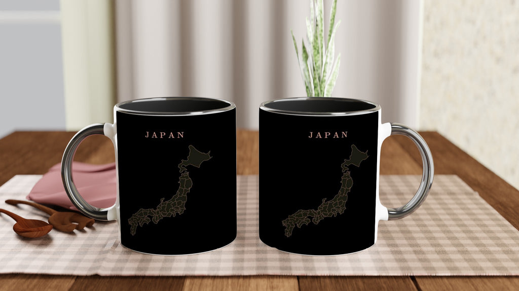 Japan map drawn by 4096 rotating circles, salmon line art on a black mug (4)