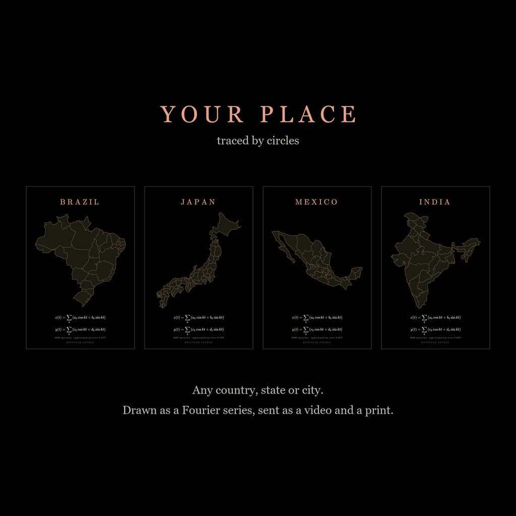 Map Anything Logo Your Place, Traced by Circles | Custom Fourier Series Map – Epicycle Studio
