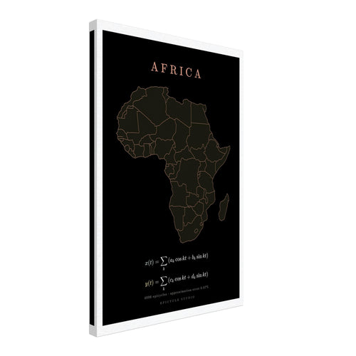 Africa map drawn by 4096 rotating circles, salmon line art on a canvas print (2)