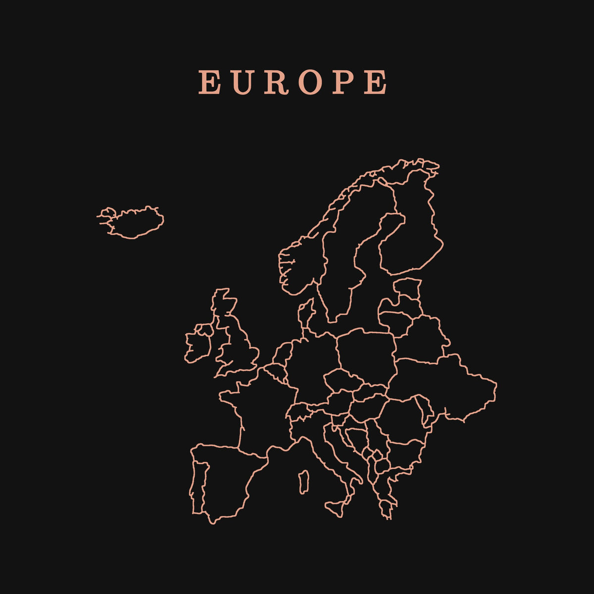 extra: Europe print detail, salmon line art
